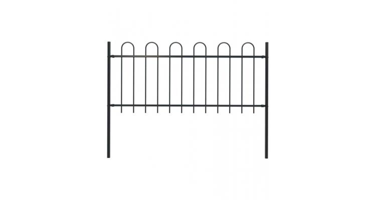 Gard de gradina cu varf curbat, negru, 1,7 x 1 m, otel Alti producatori